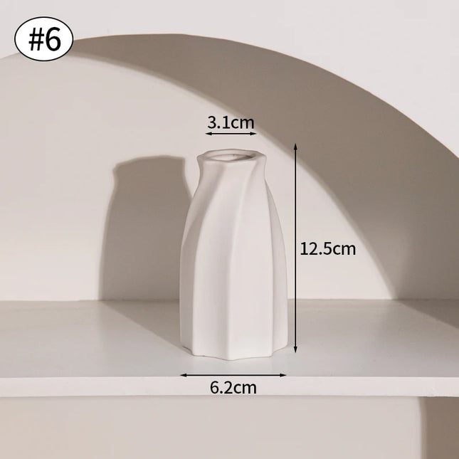 White Ceramic Nordic Vases - Elegant Decorative Flower Arrangements