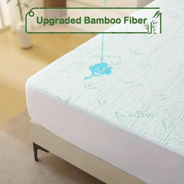 Anqianny Bamboo Fiber Mattress Protector - Waterproof, Ultra-Soft Cover