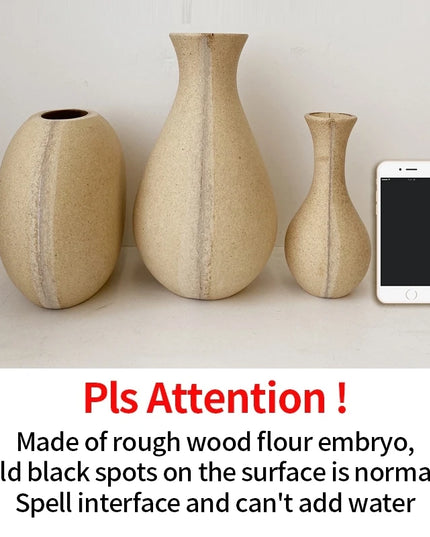 Retro Wooden Flower Vase - Nordic Style Decorative Plant Pot for Home Decor