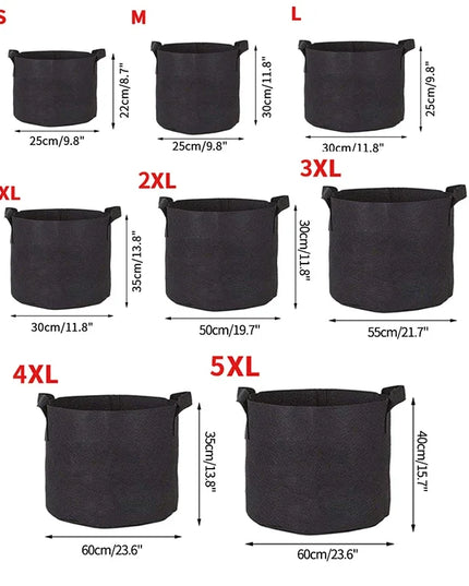 5PCS Felt Grow Bags Gardening Growing Planter Round Flower Vegetable Planting Pots Pouch Garden Balcony Pot Container Supplies