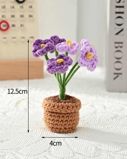 Handmade Crochet Flower Ornaments - Rose, Tulip, Daisy for Car Decor