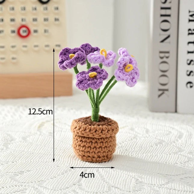 Handmade Crochet Flower Ornaments - Rose, Tulip, Daisy for Car Decor