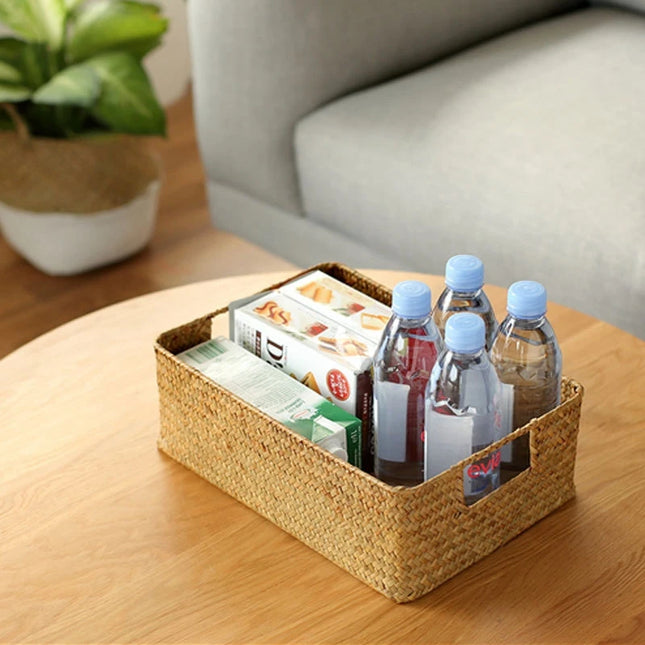Handmade Woven Storage Basket - Eco-Friendly Picnic & Sundries Organizer