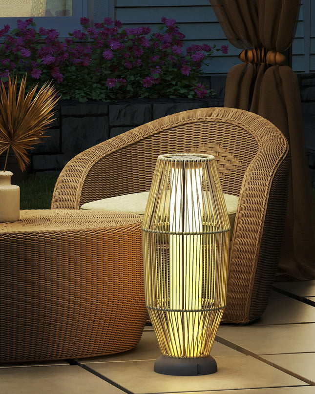Outsunny Solar Rattan Floor Lamp – 72 cm Tall Outdoor Light