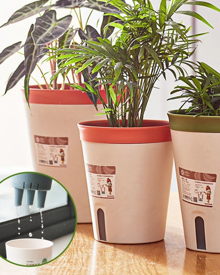 Thickened Plastic Flower Pot - Self-Watering Double-Layer Design for Plants