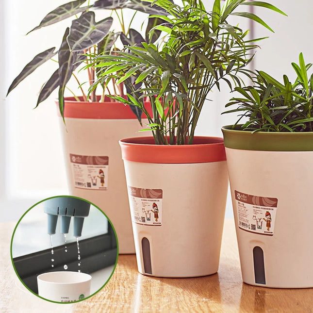 Thickened Plastic Flower Pot - Self-Watering Double-Layer Design for Plants