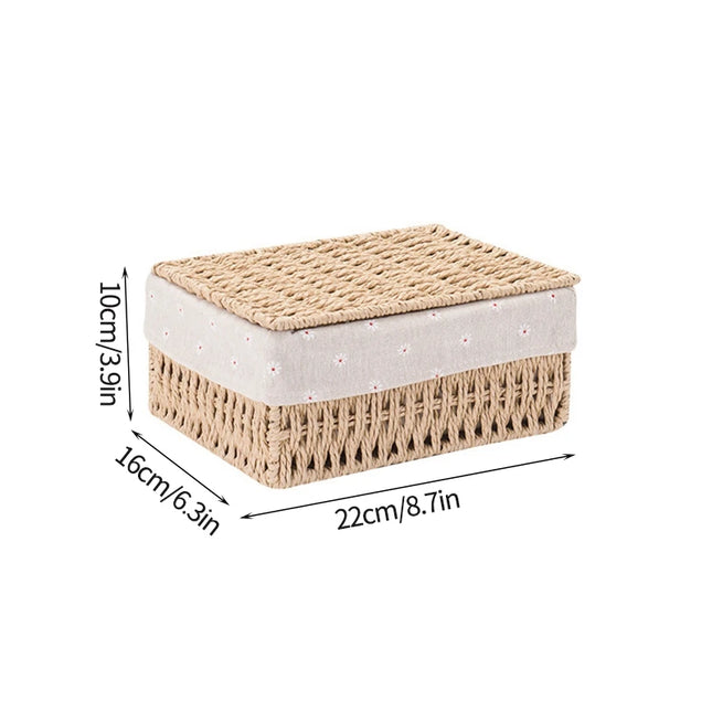 Woven Storage Baskets Organizers Picnic Breakfast Basket Laundry Box Sundries Storage Basket Desktop Cosmetics Snack Storage Box