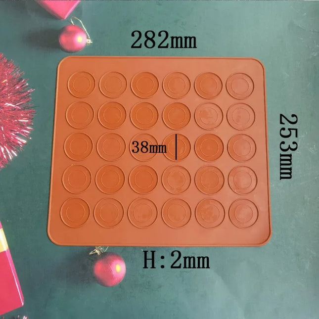 30 Holes Macaron Baking Mat, Non-Stick Silicone