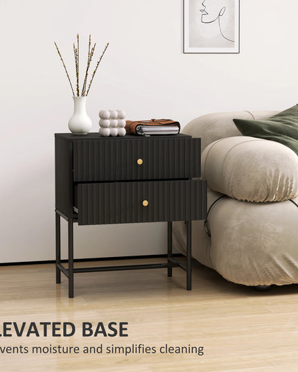 HOMCOM Modern Bedside Table - 2 Drawers for Stylish Bedrooms