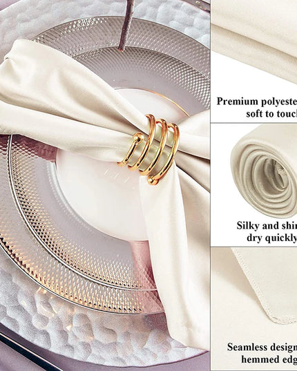 12pcs Satin Cocktail Napkins - 30x30cm Hemstitched Table Decor