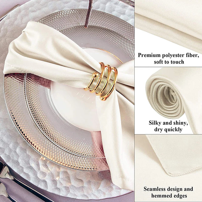 12pcs Satin Cocktail Napkins - 30x30cm Hemstitched Table Decor