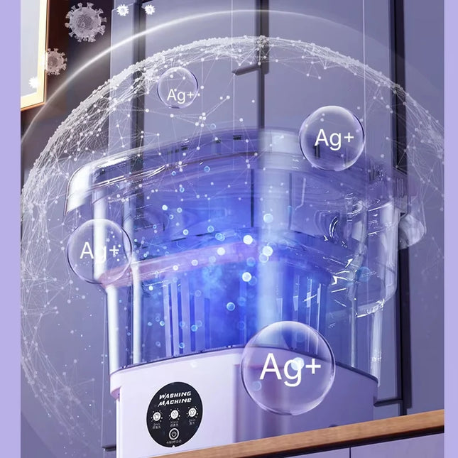 Mini Portable Washing Machine 8L - Foldable, USB-Powered Spin Dryer