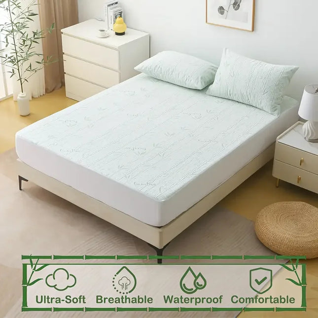 Anqianny Bamboo Fiber Mattress Protector - Waterproof, Ultra-Soft Cover