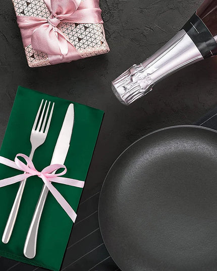 12pcs Satin Cocktail Napkins - 30x30cm Hemstitched Table Decor
