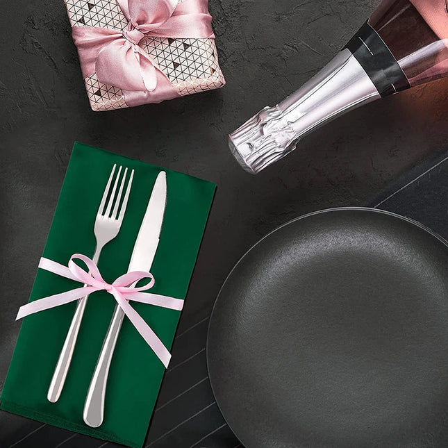 12pcs Satin Cocktail Napkins - 30x30cm Hemstitched Table Decor