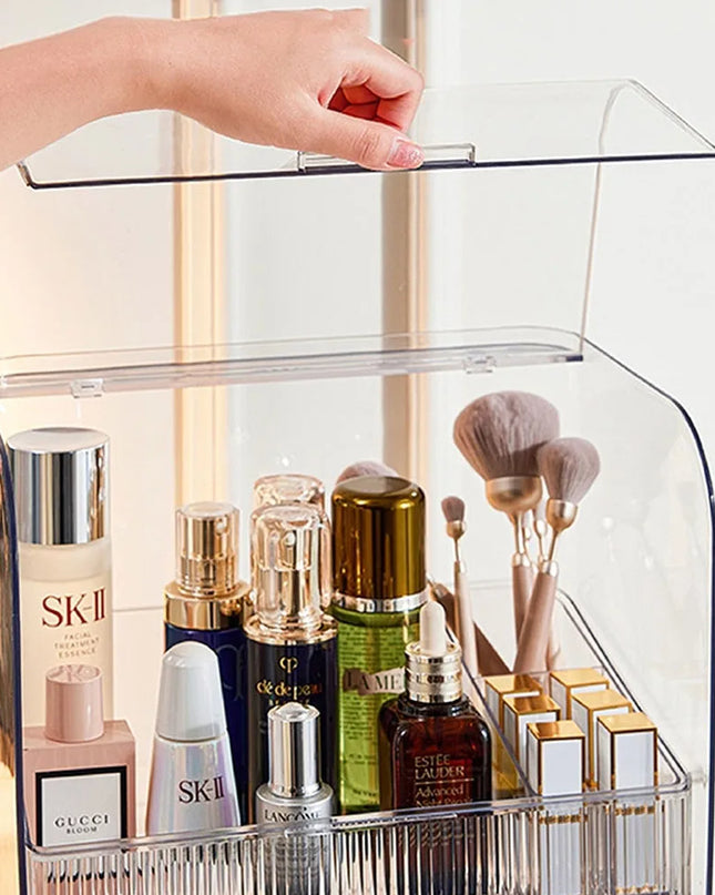 Modishion 3-Layer Transparent Makeup Rack - Durable Beauty Storage Box