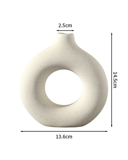 Nordic Ceramic Vase - Circular Hollow Donut Style for Home Decor