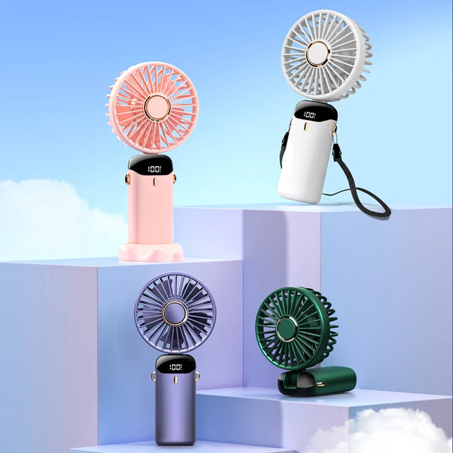 Kinscoter USB Mini Fan - Portable Neck Hanging, 5-Speed Cooling