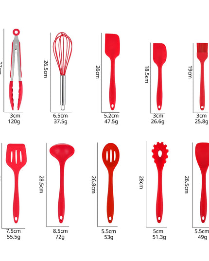 Eco-Friendly Silicone Kitchen Utensils - Versatile 10-Piece Set