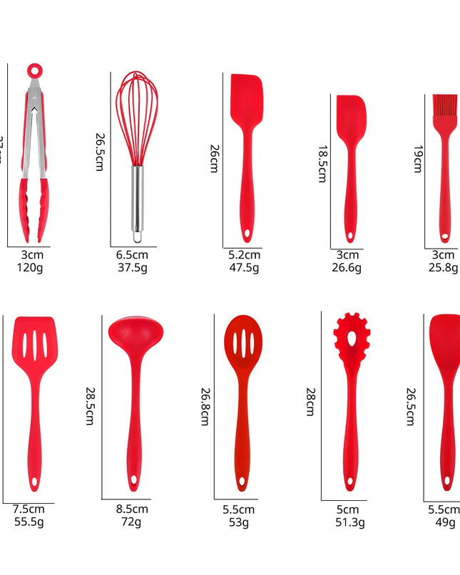 Eco-Friendly Silicone Kitchen Utensils - Versatile 10-Piece Set